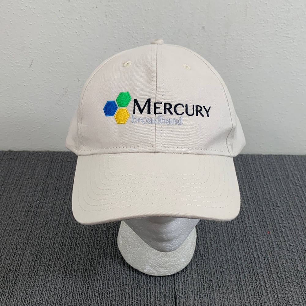 Mercury Broadband Baseball Hat Mens OSFM Tan Adjustable Strapback Cap Hit
